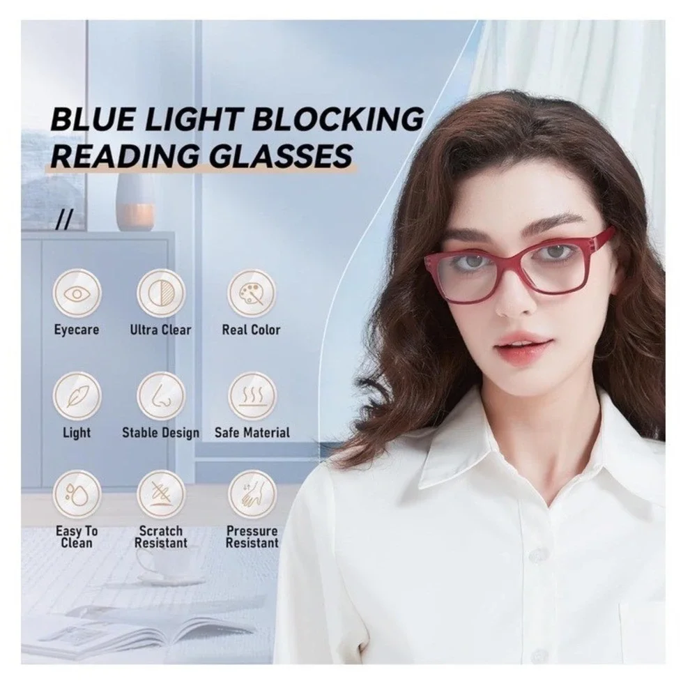 New Blue Lite Blocking Reading Glasses 4 Pack Spring Hinge Fashion Readers +3.25